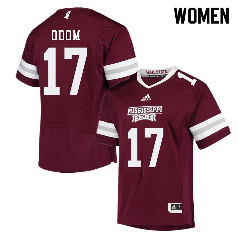 Women #17 Aaron Odom Mississippi State Bulldogs College Football Jerseys Sale-Maroon
